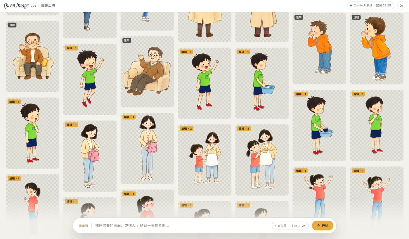 Qwen Image 工坊的透明底角色图